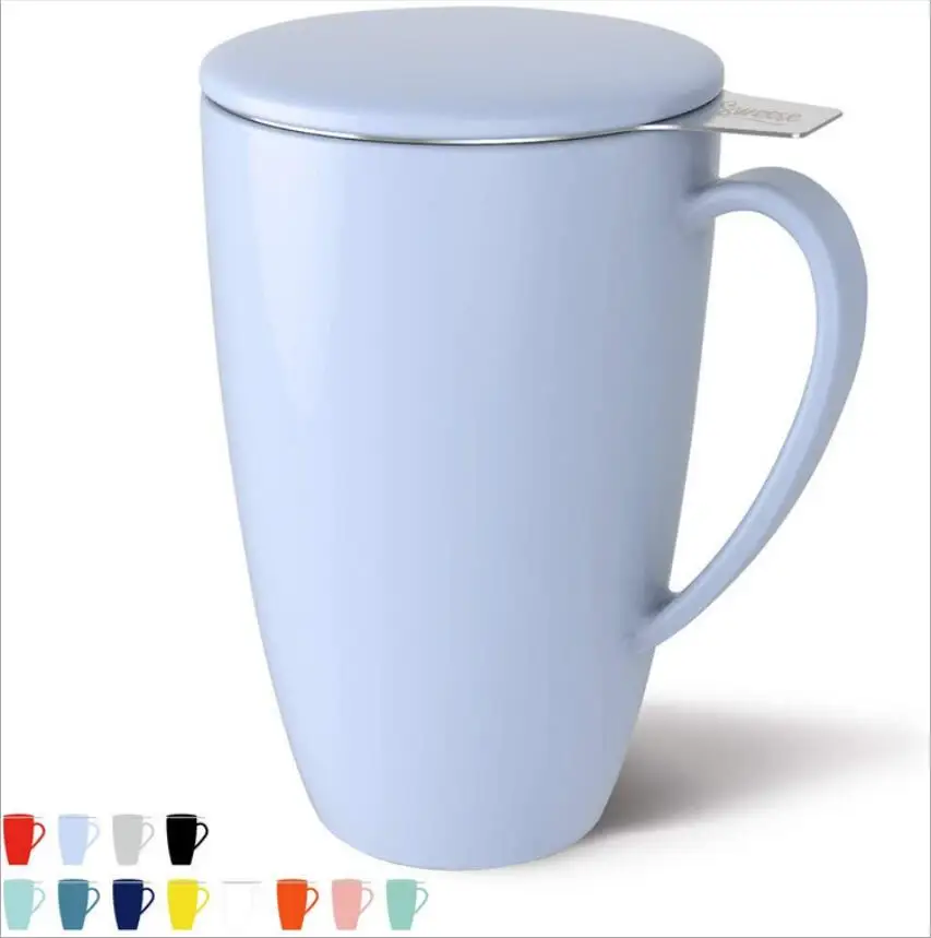Amazon hot selling item ceramic mug with stainless steel filter tea infuser cups