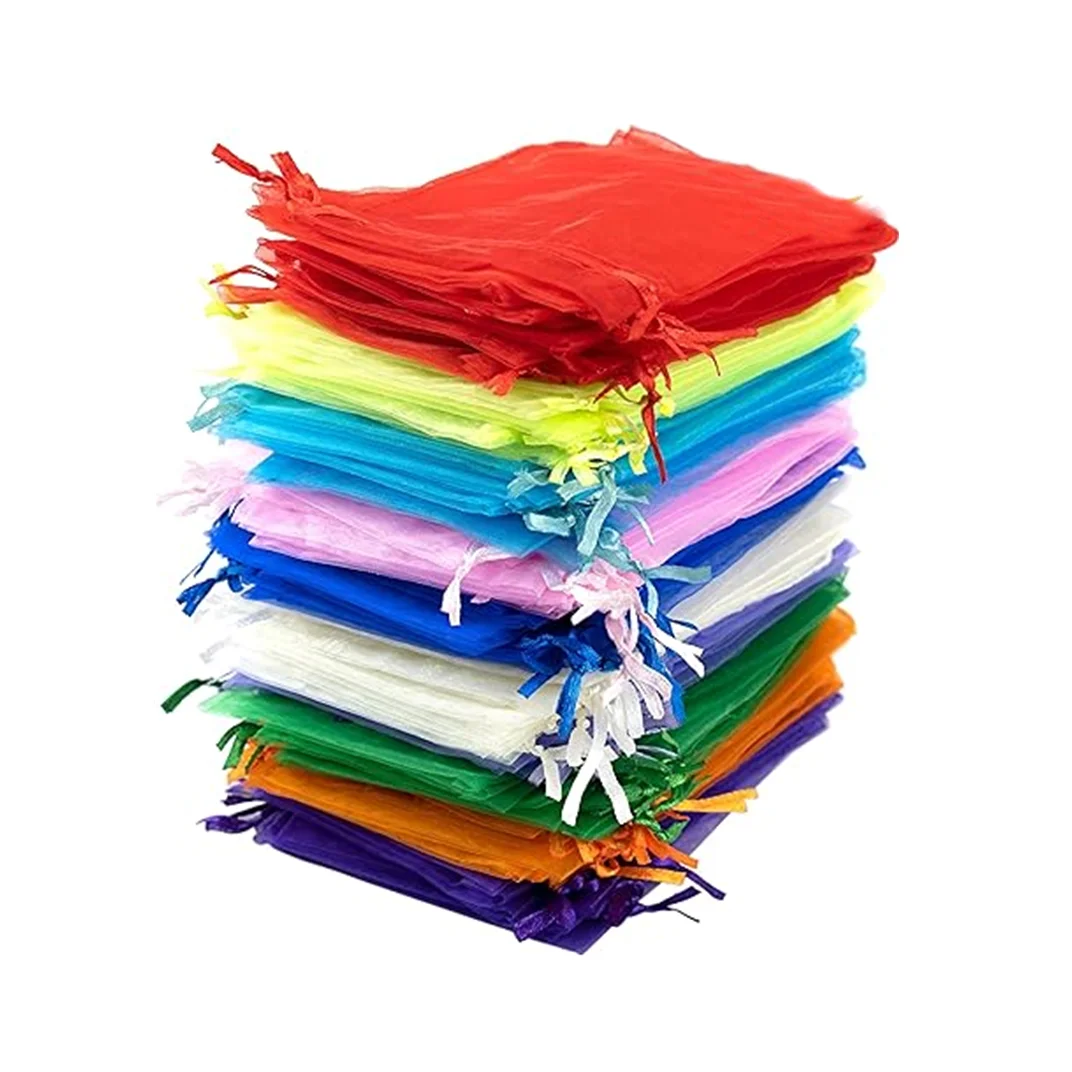 Custom Large Mesh Organza Gift Bags with Drawstring 4x6 Inches Candy Jewelry Pouches Sheer Wrap Packaging for Christmas