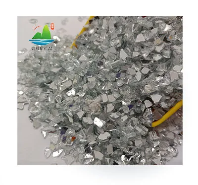 Regenerated broken mirror surface sand, shiny and transparent broken glass sand used for vase filling, terrazzo tabletop
