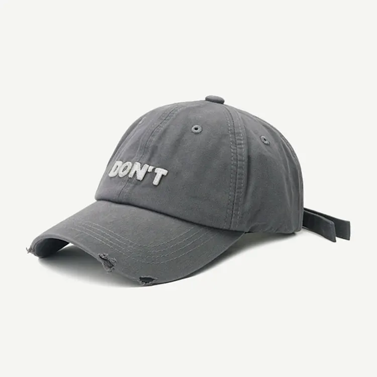 
Manufacture Custom Embroidery Logo 100% Cotton 6 Panel Unstructured Distressed Baseball Cap Dad Hat 