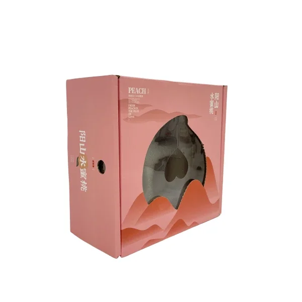 Factory customization juicy peach fruit foods with window carton shipping mailer boxes