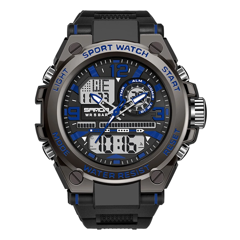 SANDA 6024 New Watch Dual Display Men Sports Watches G Style LED Digital Waterproof Watches Relogio Masculino