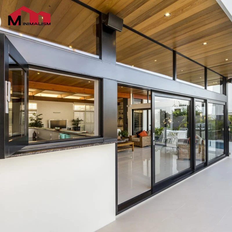 Double Glazing Tempered Glass Stacker Sliding Patio Doors Double Glazed Aluminium Sliding Door