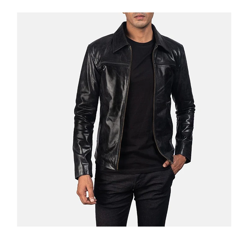New Fashion Men Zipper Style Real For Men Wholesale Price veste en cuir homme jacke Leather jacket
