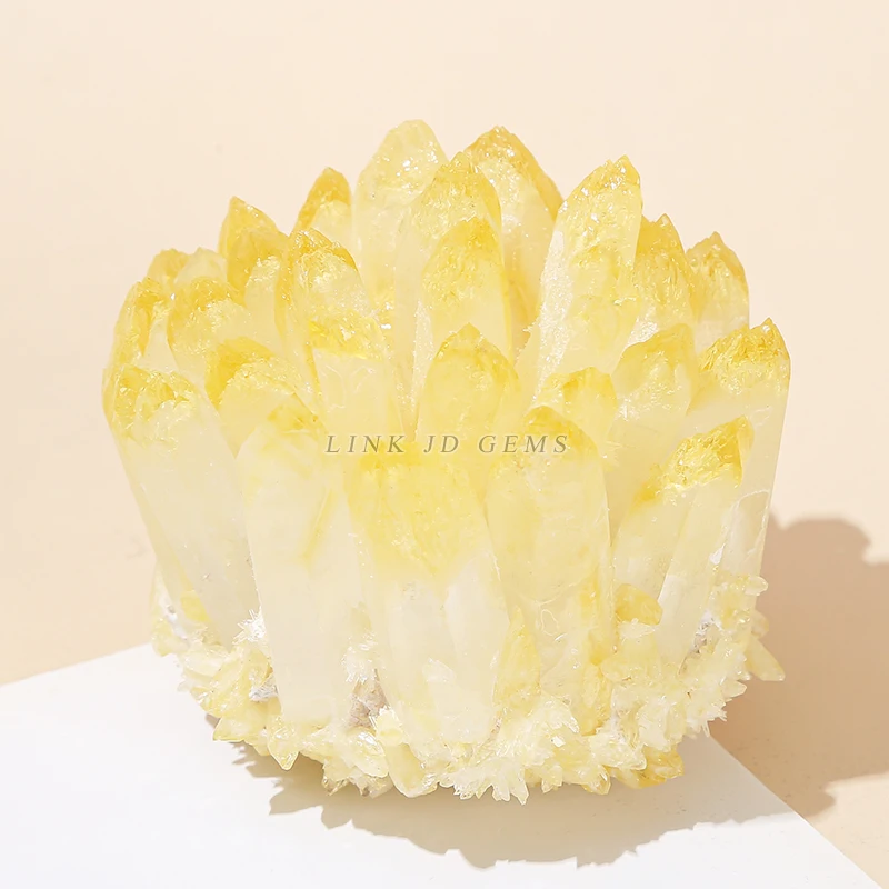 Natural Yellow Citrine Crystal Column Crafts House Decoration Crystal Citrine Cluster Mineral Specimen for Hotel Decor