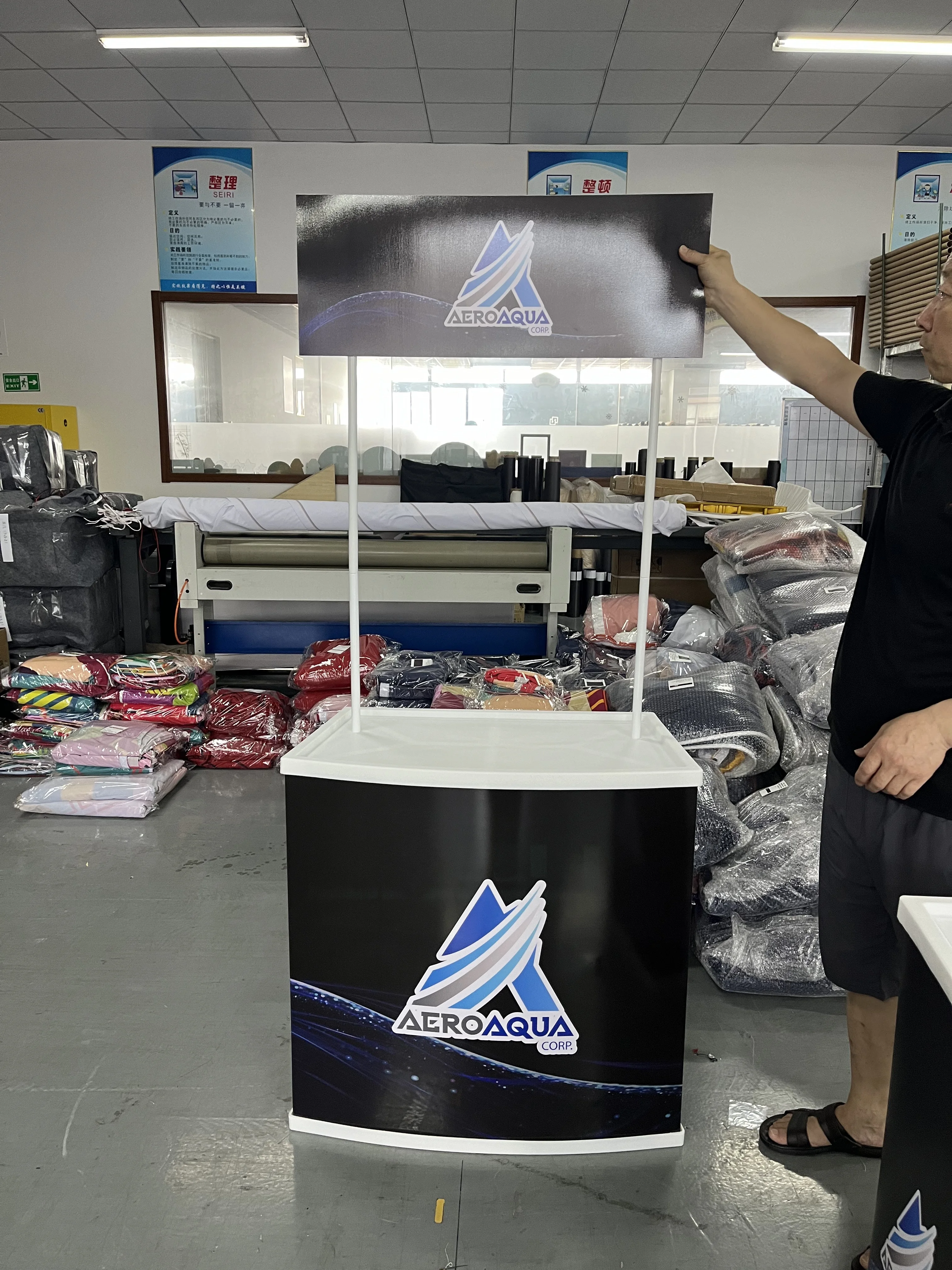 High Quality plastic Super Market Promotion Counter table market stand table for event and trade tabla de ventas pp