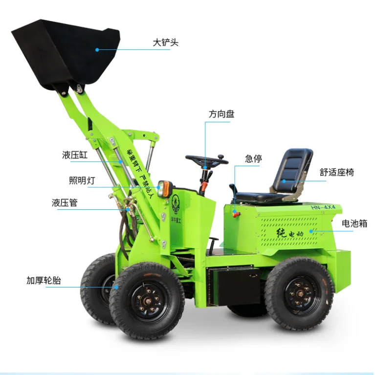  Hot Sale Battery power Electric Small Mini Garden Farm use Wheel Front Loader 800kgs 600KGS for Canada