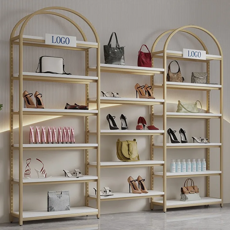 Wholesales price Metal Cosmetics display shelf Bags Shoe display Cabinet Beauty salon multi-layer storage shelving