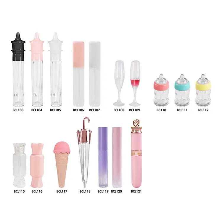 100 Kinds Empty Lipsticks Tube Plastic Lips Makeup Wholesaler Lips Bottle Custom Cosmetic Container Transparent Lip Gloss Tubes
