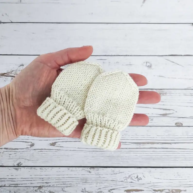 Crochet New Born Baby Gift For Baby Birth Organic Cotton Hand Knit Baby Mittens