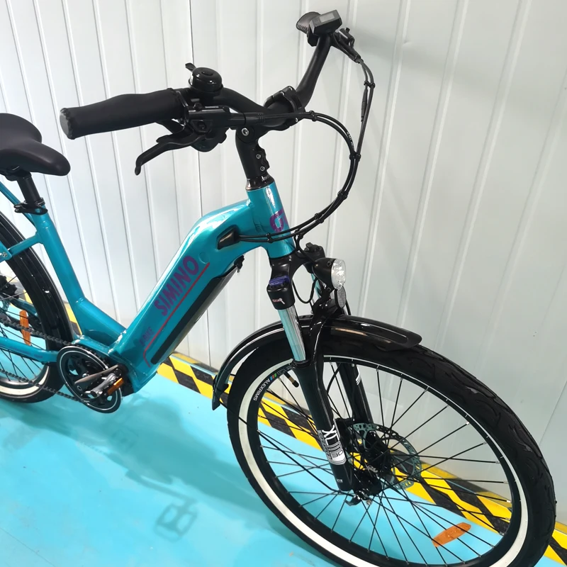 Electric City Bike 26x2.1 Tire Aluminum Alloy Frame  36V 15ah Lithium Battery Mid Drive 250W Power Torque Gears Wheel Brake