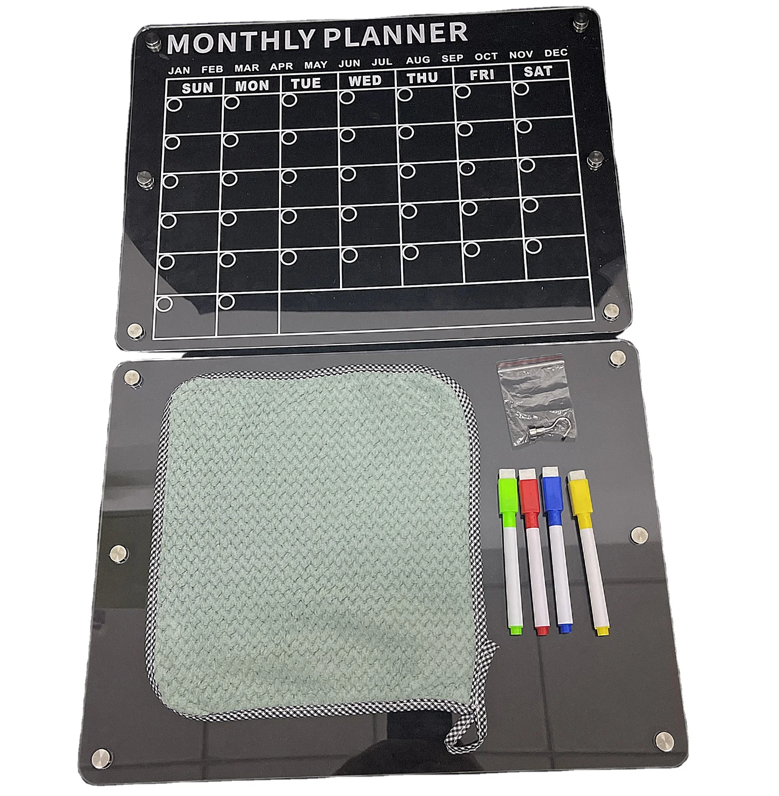 Factory Customized Monthly Weekly Daily Planner Calendar Fridge Clear Acrylic Whiteboard Magnetic Dry Eraser Board Maker