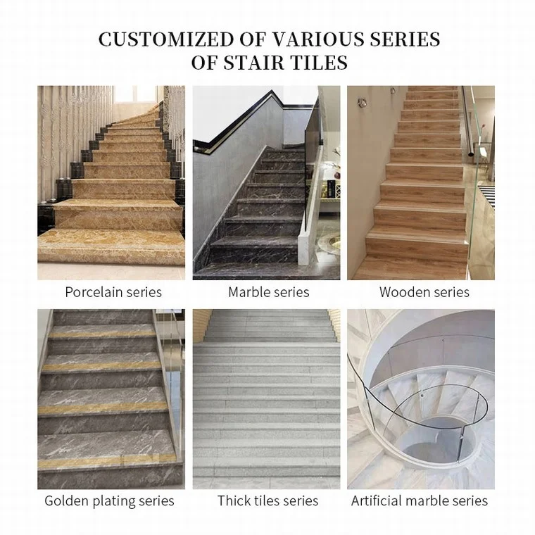 Ceramic Wooden Design Living Room Nonslip Step Porcelain Stair Ceram Tiles For Exterior Stairs