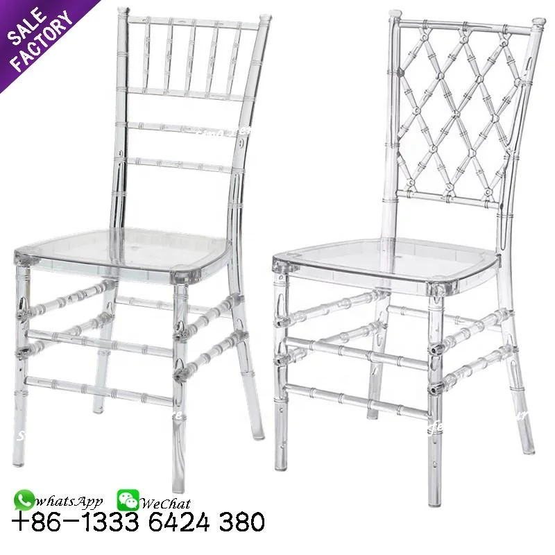 wholesale wedding party clear acrylic ghost resin wedding hall chiavari chairs