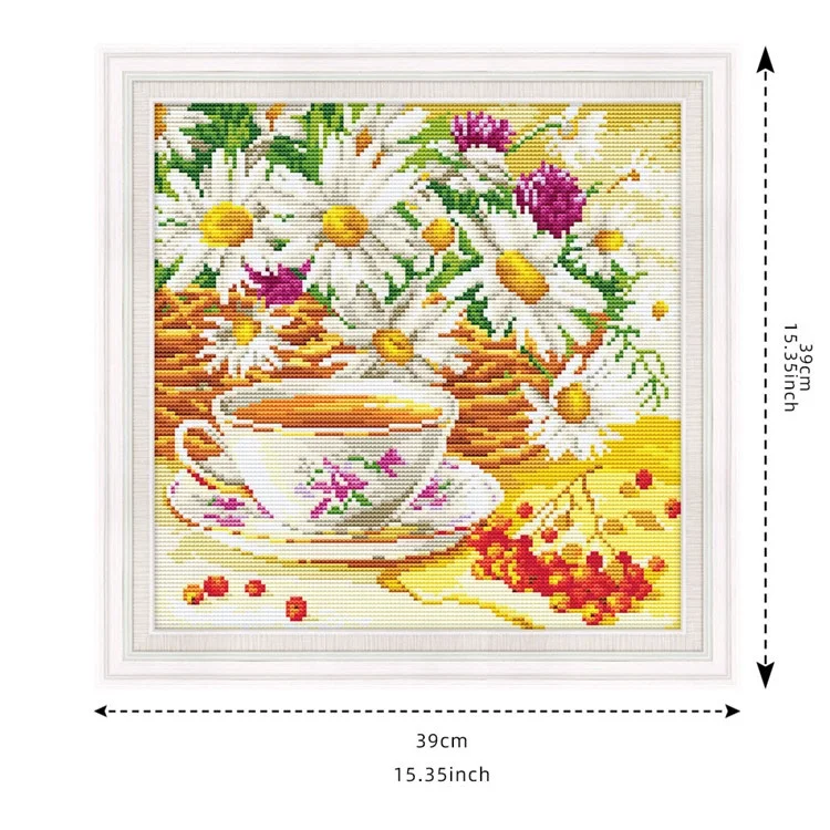 
Home Decoration Flower Tea Printed Cross-stitch Kits DIY Craft Cross-stitch For Starter 