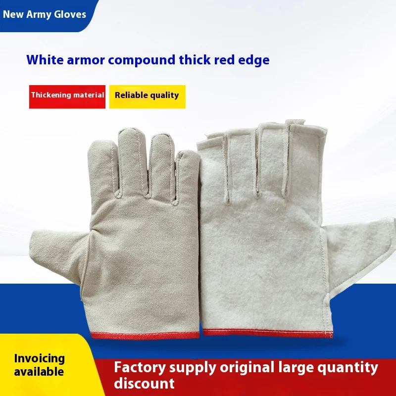 Canvas thickened double layer mechanical construction site comfortable breathable wear protective gloves