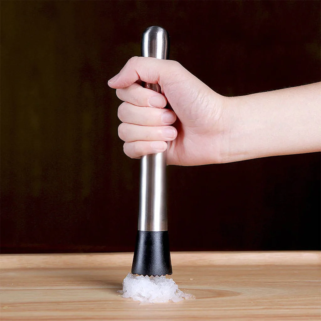 Hot Sale Amazon barware tools  Fruit Juice Hand grip long stainless steel ice cocktail muddler, custom muddler cocktail