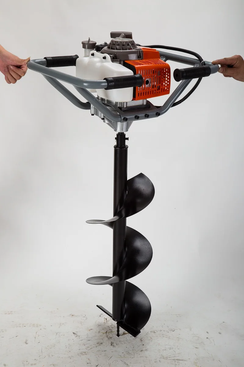 63cc gasoline earth auger drilling machine for planting excavator with wheel