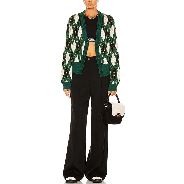 Женский кардиган в полоску, Зеленый свободный свитер в Корейском стиле с V-образным вырезом, лето 2021