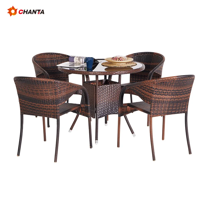 American Standard Outdoor Garden French Bistro Cafe Aluminum Rope Rattan Woven Chair