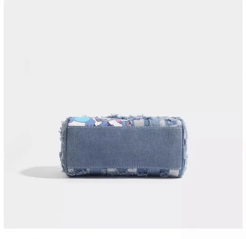 New Blue Lilo Stitch Angel Wallet Elegant Lady Luxury Coin Purse Cute Cross-body Shoulder Woman Bag Denim Cloth Coin Phone Bag