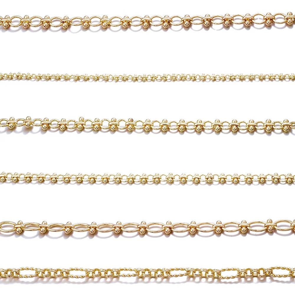 18K Gold Plated Double Weave Chains Findings Curb Chain Link Bulk for Necklace Jewelry Accessories DIY Making