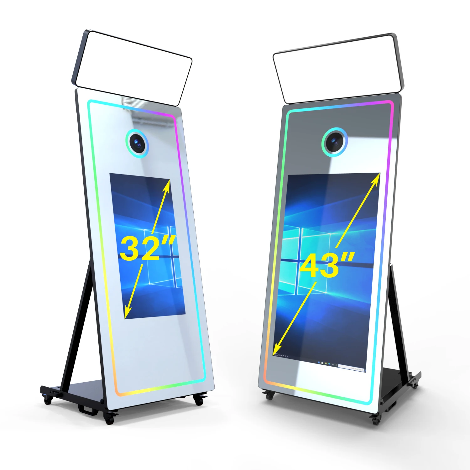 New Selfie Magic Mirror Instant Photo Booth Print Pictures Kiosk With 43 Inch Touch Screen