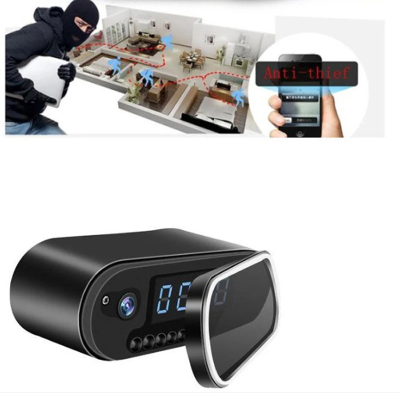 WIFI Desk Clock Hidden Spy Camera HD 1080P Wireless Home Security Mini Desk Clock Alarm IR  Video Recorder