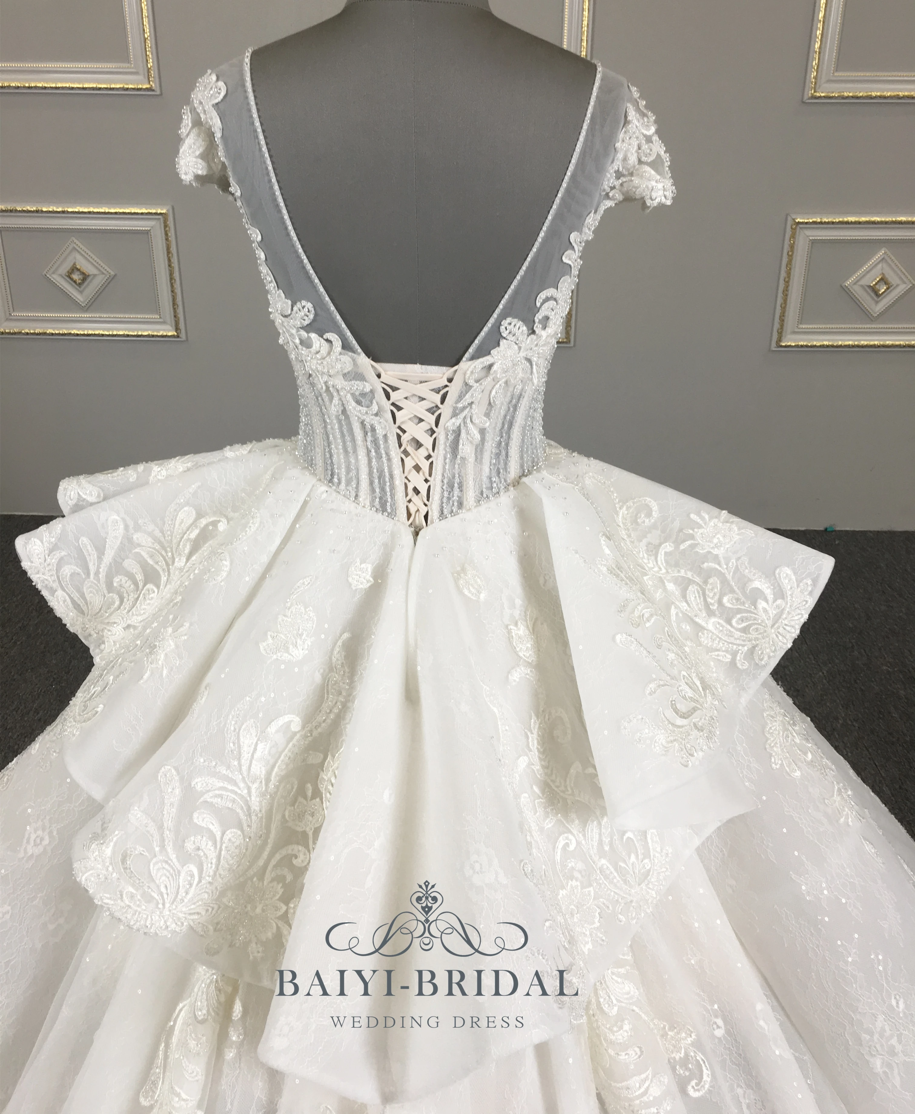 2022 Elegant Vestido De Renda Luxury Beaded Muslim Wedding Dress Bridal Gowns