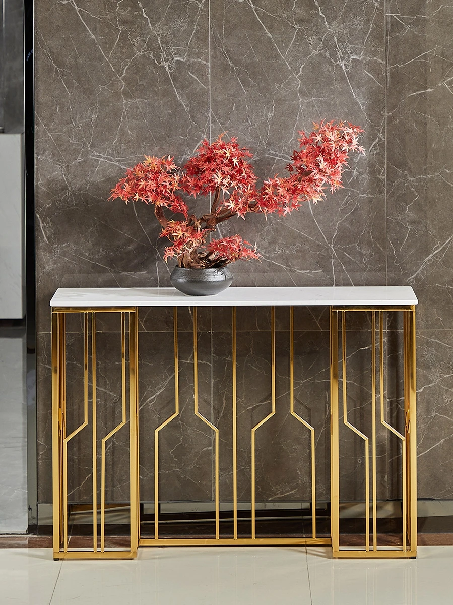 
Minimalist Marble Porch Table Wrought Iron Metal Light Luxury End View Table Entrance Corridor Porch Cabinet Partition Case 