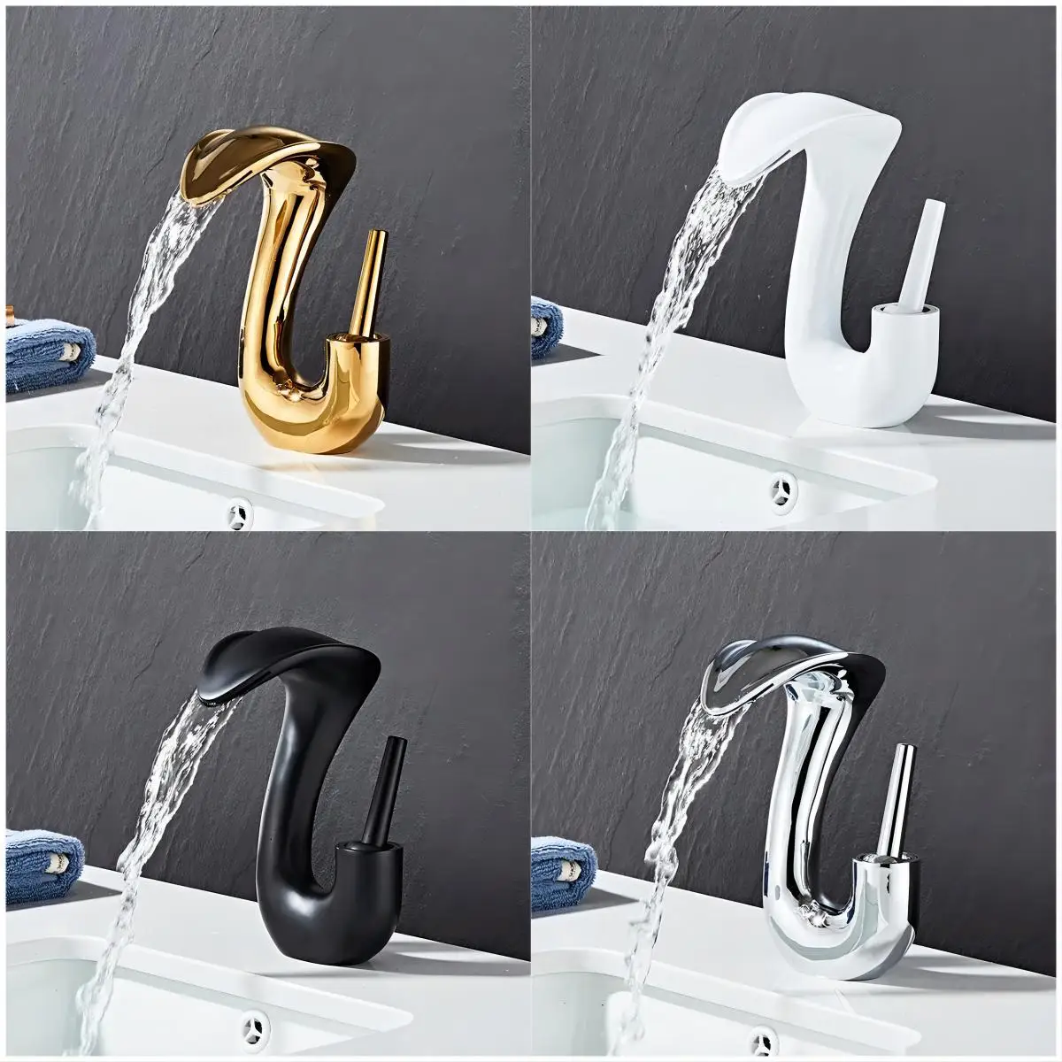 LONGSTAR All-Copper Creative Luxury Cobra-Style Multicolor Hot And Cold Water Household Bathroom Faucet