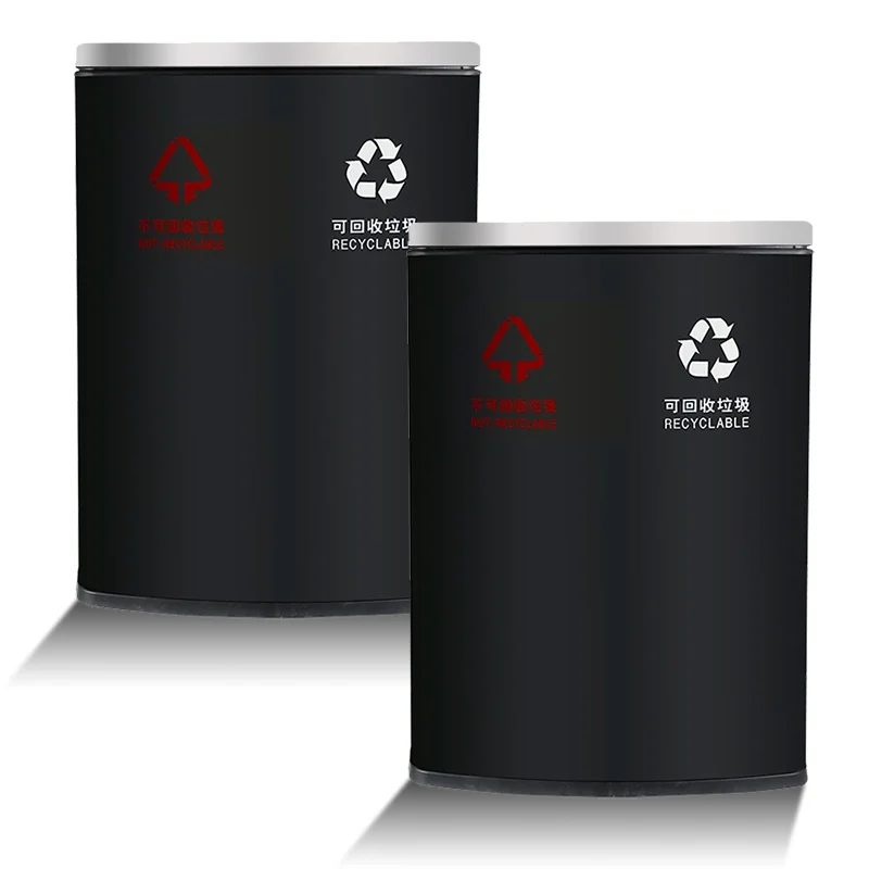 New Waste Bins Trash Bag Dispenser 2 Compartment Customized Outdoor Stainless Steel Trash Can