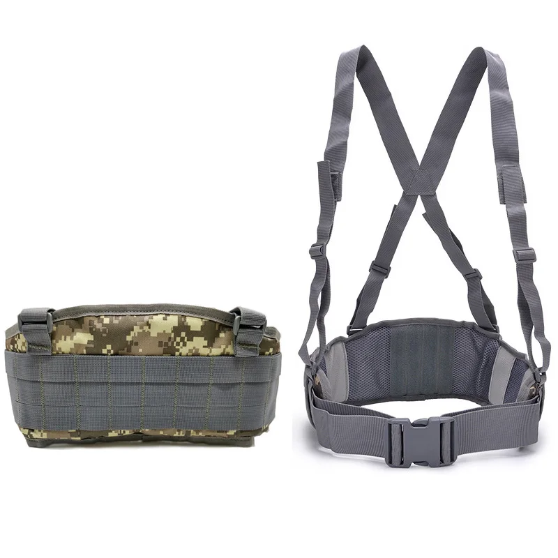 Tactical Molle Waist Belt Vest H-shaped Men Waist Girdle With Shoulder Strap Soft Padded Hunting Adjustable Belt Vest