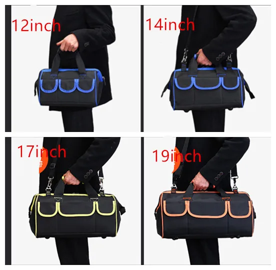 Wholesale Electrical Drill Tool Kit Bag 12/14/17/19 inch Electrician Bag Oxford Waterproof Maintenance Tools Storage Toolkit