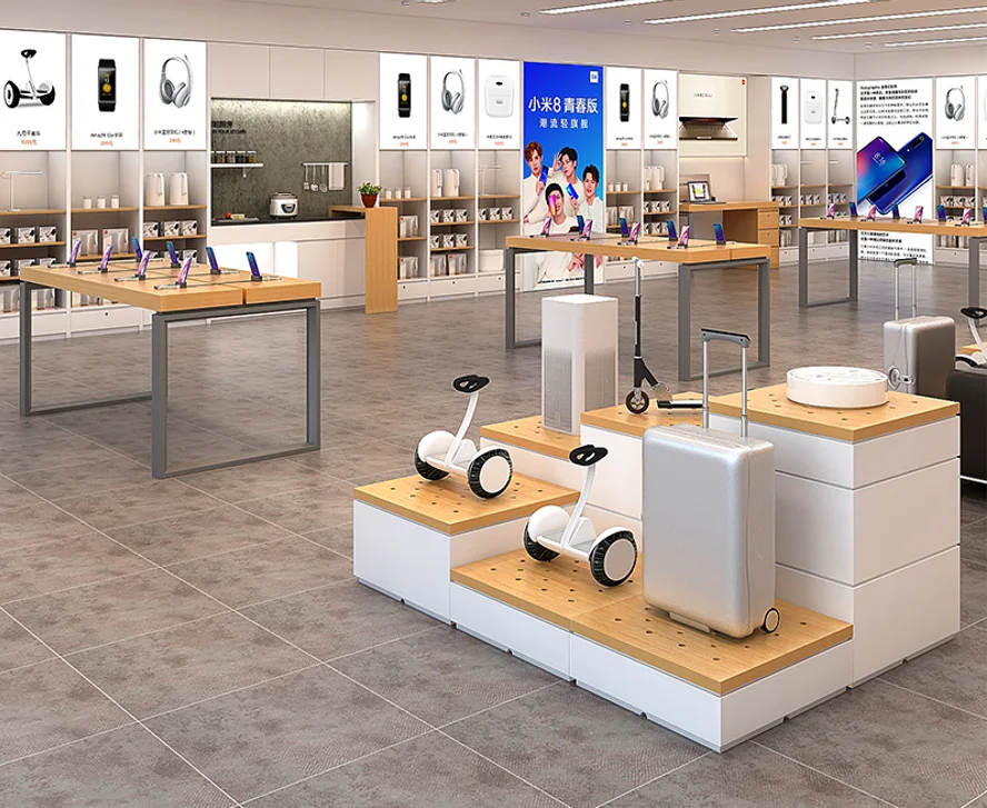 Balance car display stand electronics shop display stand custom toys store wood display furniture interior design