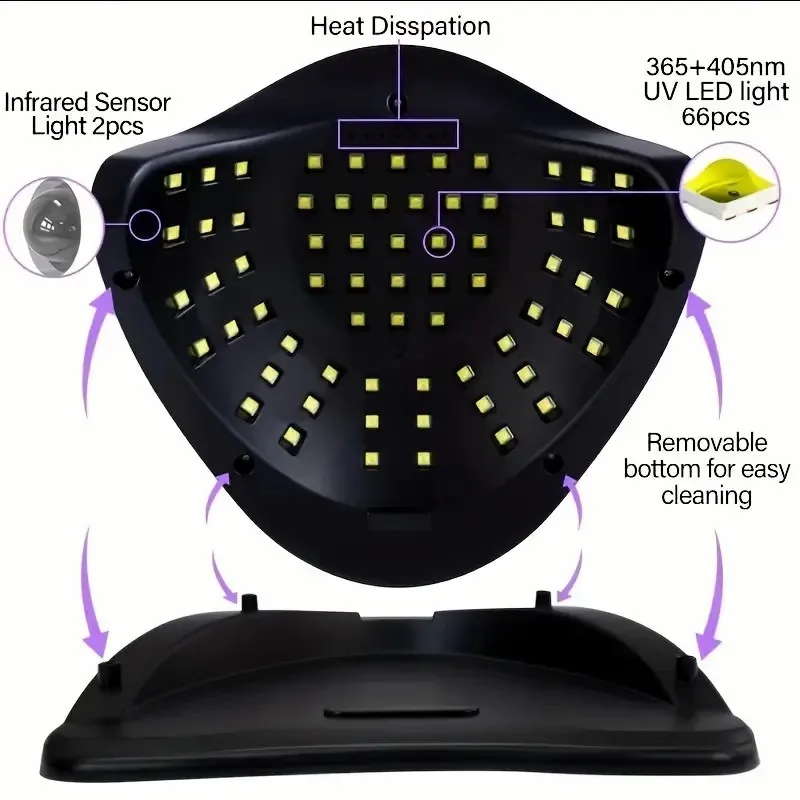 Custom Logo LED Nail Lamps Portable Auto Sensor Gel Nail Polish Dryer Lamp 220W uv Nail Lamps
