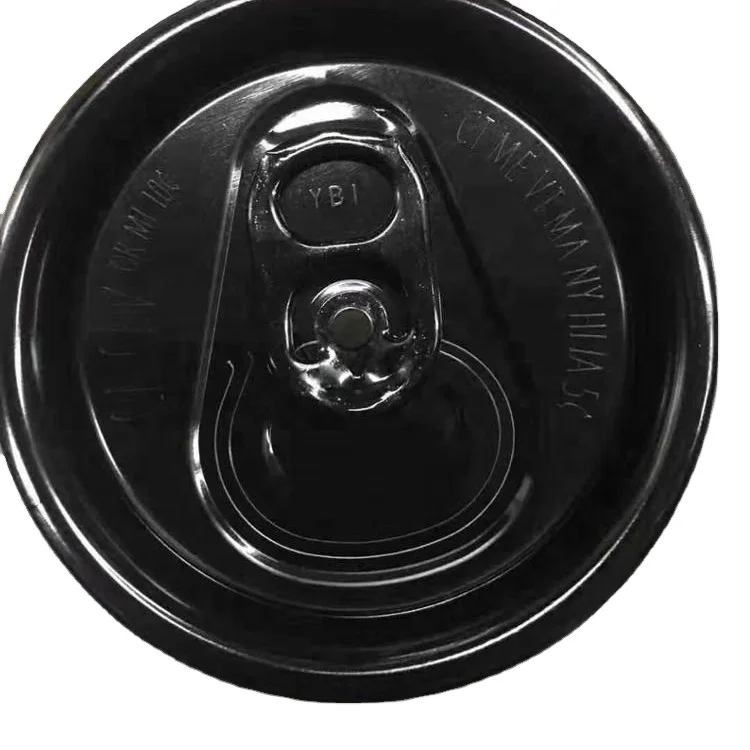 black color 200# 202# 206#  SOT PRT aluminum can lids with carving wards and RQ code color ring pull tab  for easy open can