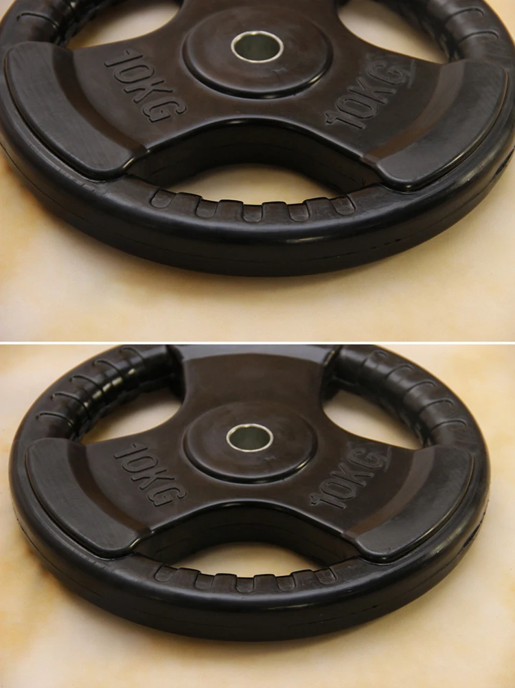 
New Design 10kg Black Rubber Cast Iron Barbell Plates Custom Made Fitness Gym Workout Equipment 