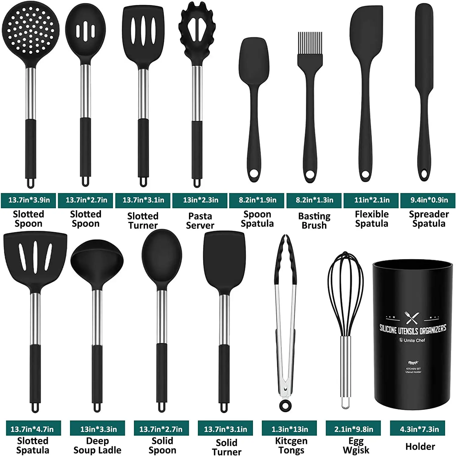 Wholesale hot sale 15pcs silicone cookware set non-stick pan 430SS cool new kitchen gadgets 2023