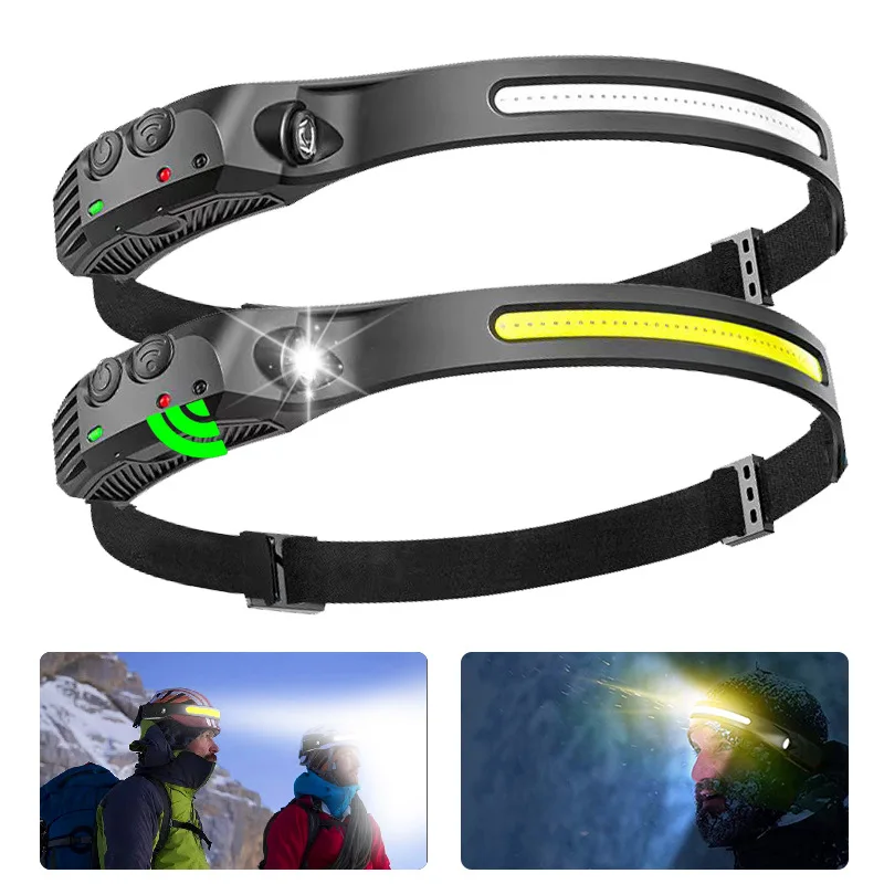 COB Silicone Waterproof Headlamp Sensor Type-C USB Rechargeable Head Lamp Hunting Camping Multiple Including Camry Venza Supra