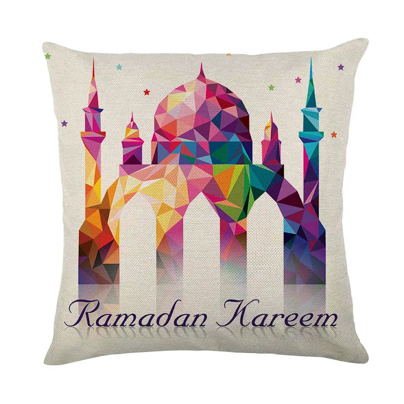 New Linen Color Moon Castle Printed Pillow Cover Home Office Sofa Cushion Pillow Cover