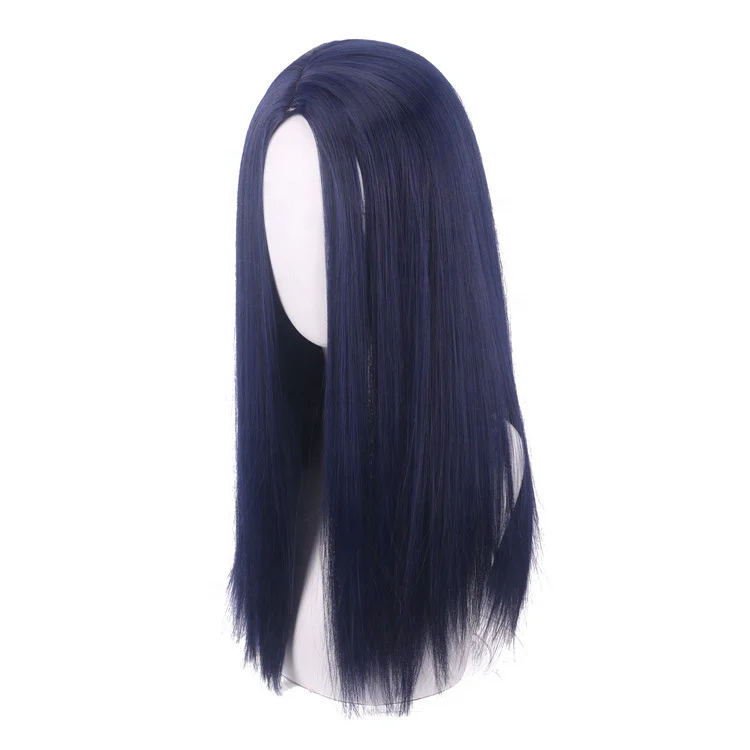 Wholesale LOL League of Legends Anime Wig 50cm Long Straight Dark Blue Caitlyn Wig Cosplay Synthetic Heat Resistant Hair Wig