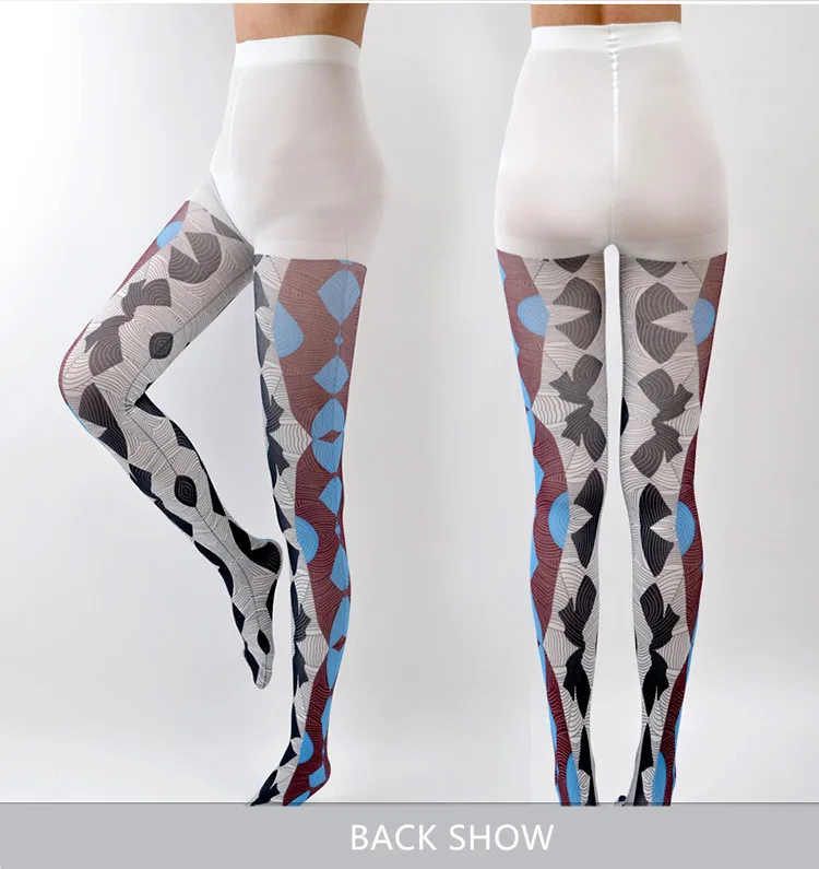 Socksmate Fashion leggings tight pants party workout printed pattern line latex shapewear pantyhose tube nylon waist stockings