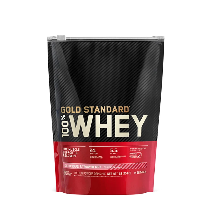 100% Real Bulk Whey Protein Powder Isolate Bulk Gold Standard Whey Logo Packaging Bag With Zipper