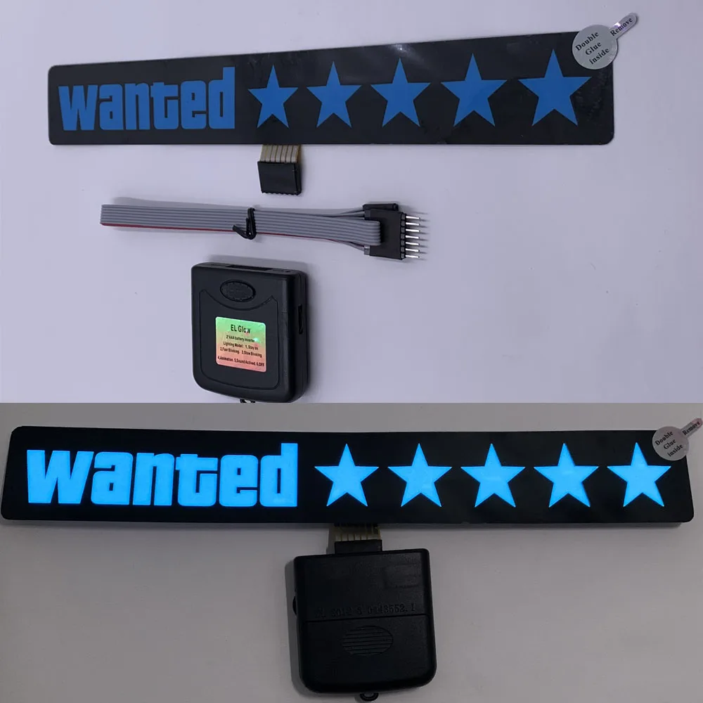 Newest Windshield Electric 5 Stars Wanted Car LED Sign Light Up Window Stickers JDM Glow Panel