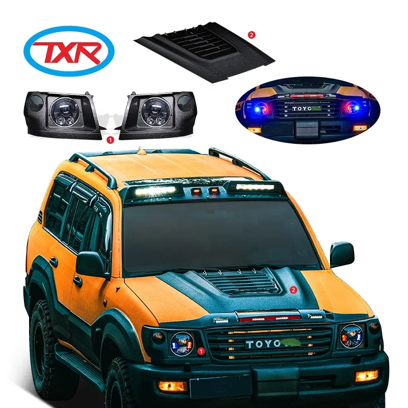 TXR Exterior Auto Parts Accessories Window Visor Bonnet Guard Roof Search Light Fender Flare FOR TOYOTA LAND CRUISER 100