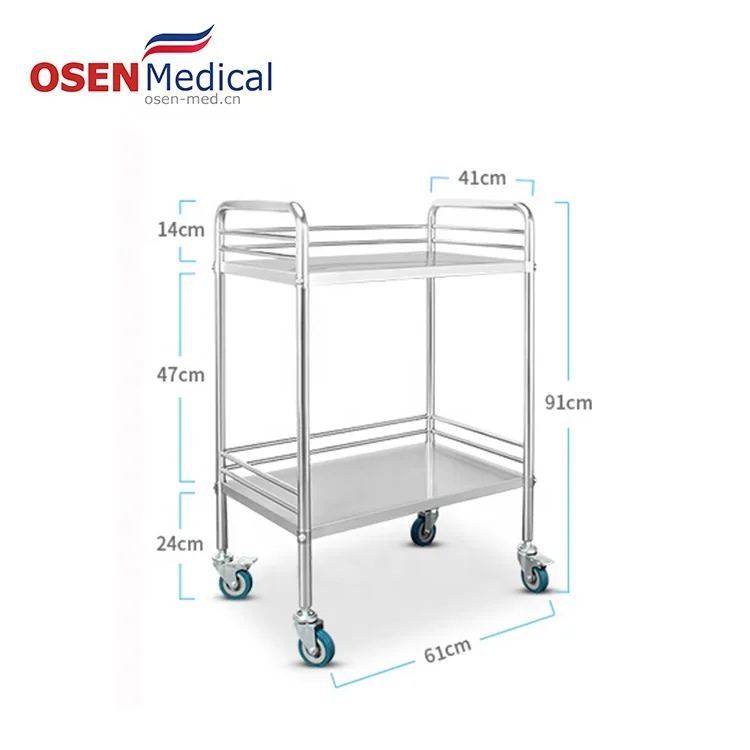 OSEN-HT102 Quality Assurance rail wheels stainless steel trolley for hospital
