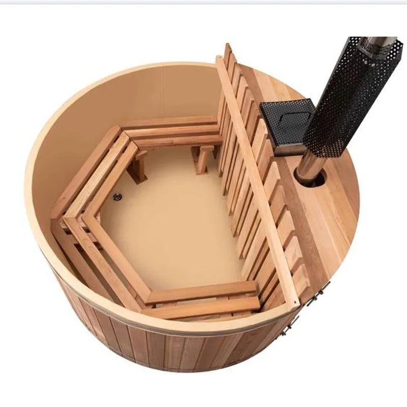 Hot Sale Cedar Hot Tub Wood Fired Spa Hot Tub with Inner Wood Fired Stove Heater