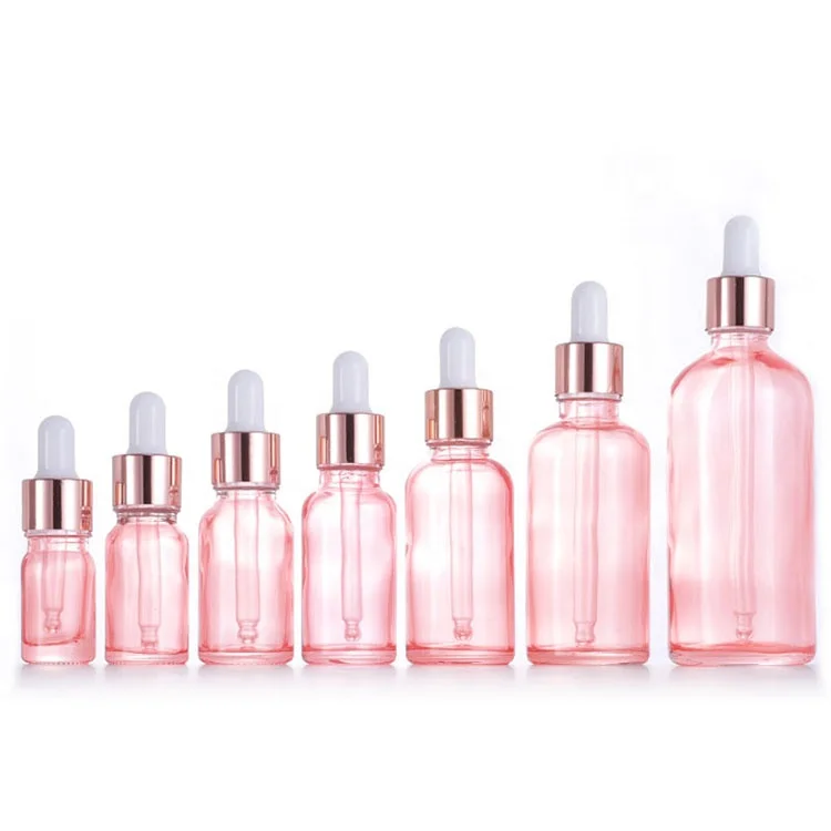 Alibaba hot selling custom size pink glass dropper bottle with delicate gift box