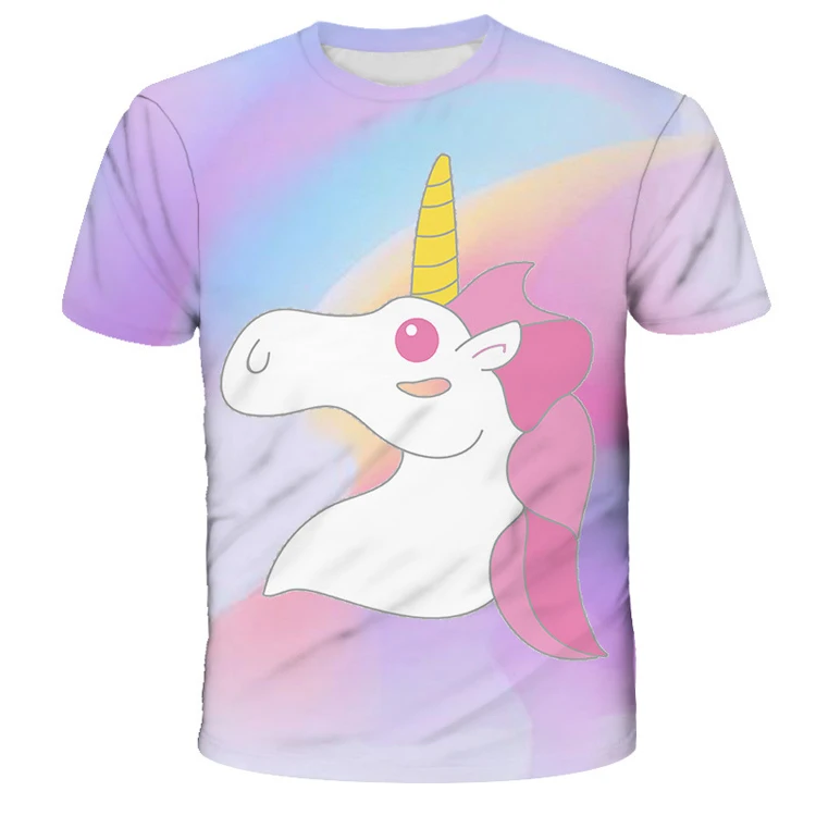 Summer Kids Clothing Cheap Boy Short Sleeve T-shirts With Unicorn For girls